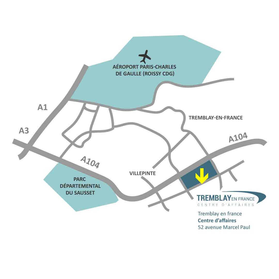 Plan d'accès du centre d'affaires Tremblay en France SARL